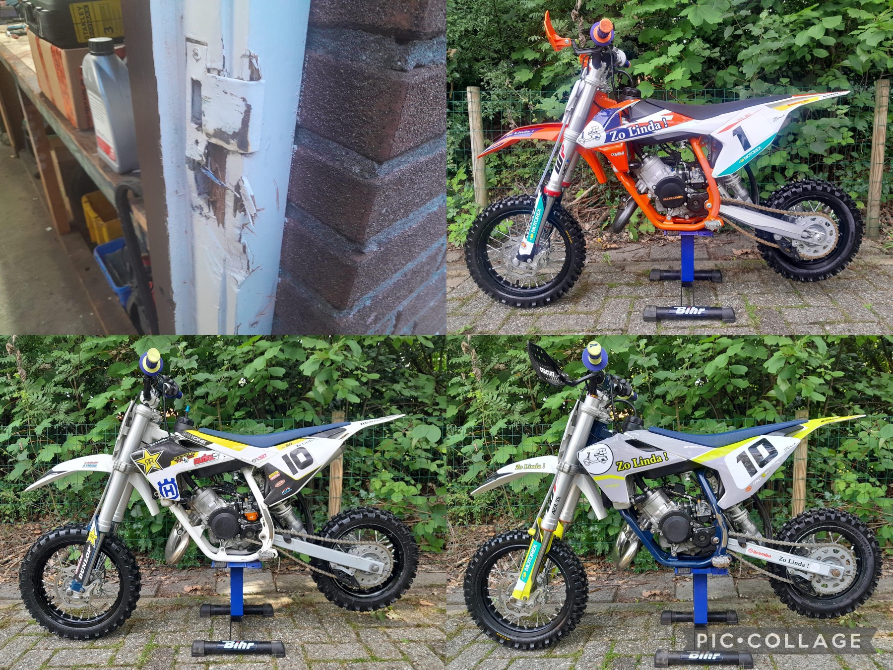 De gestolen minicrossers en de schade aan de schuur