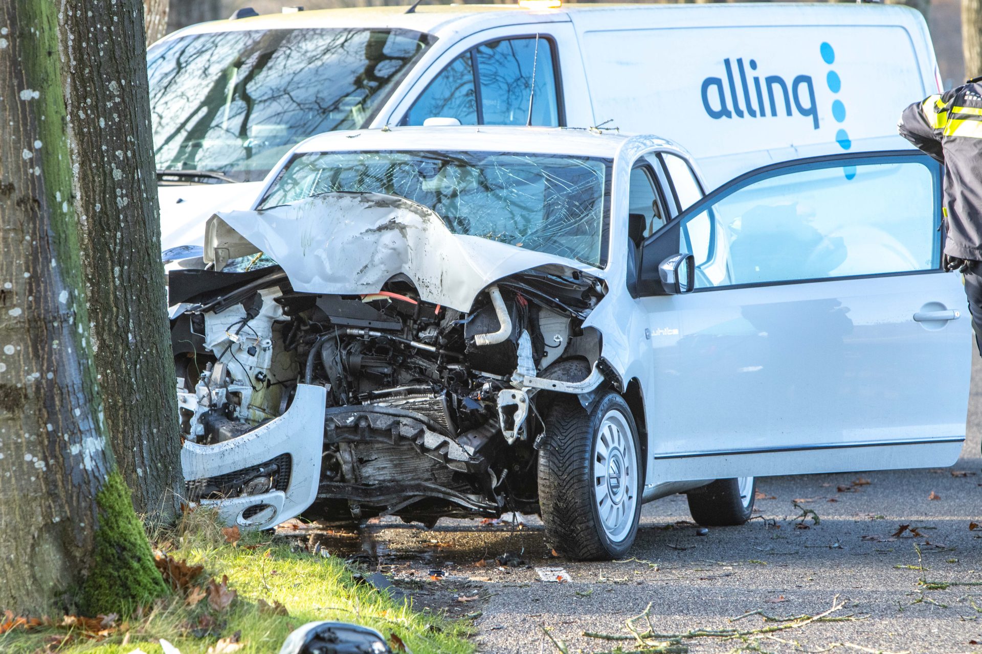 Auto botst tegen boom in Elsloo