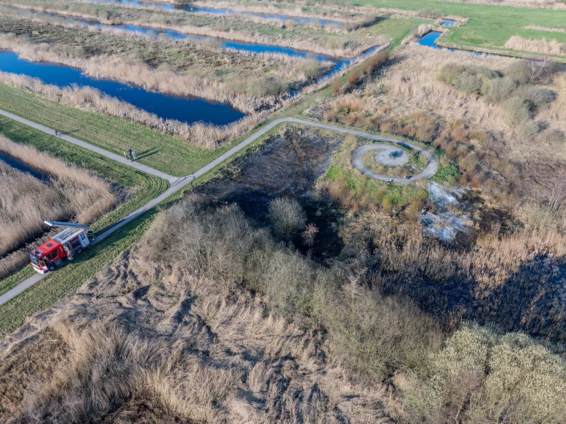 Groot stuk natuurgebied in brand in Wolvega