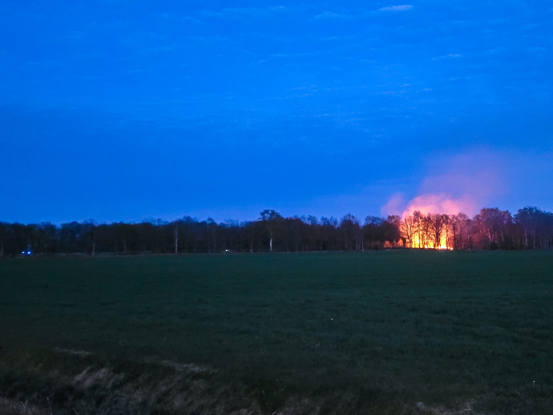 Felle brand in bos bij Oosterwolde