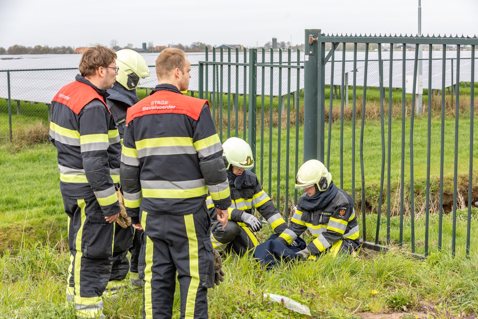 Brandweer bevrijdt gewonde ree uit hekwerk in Wolvega