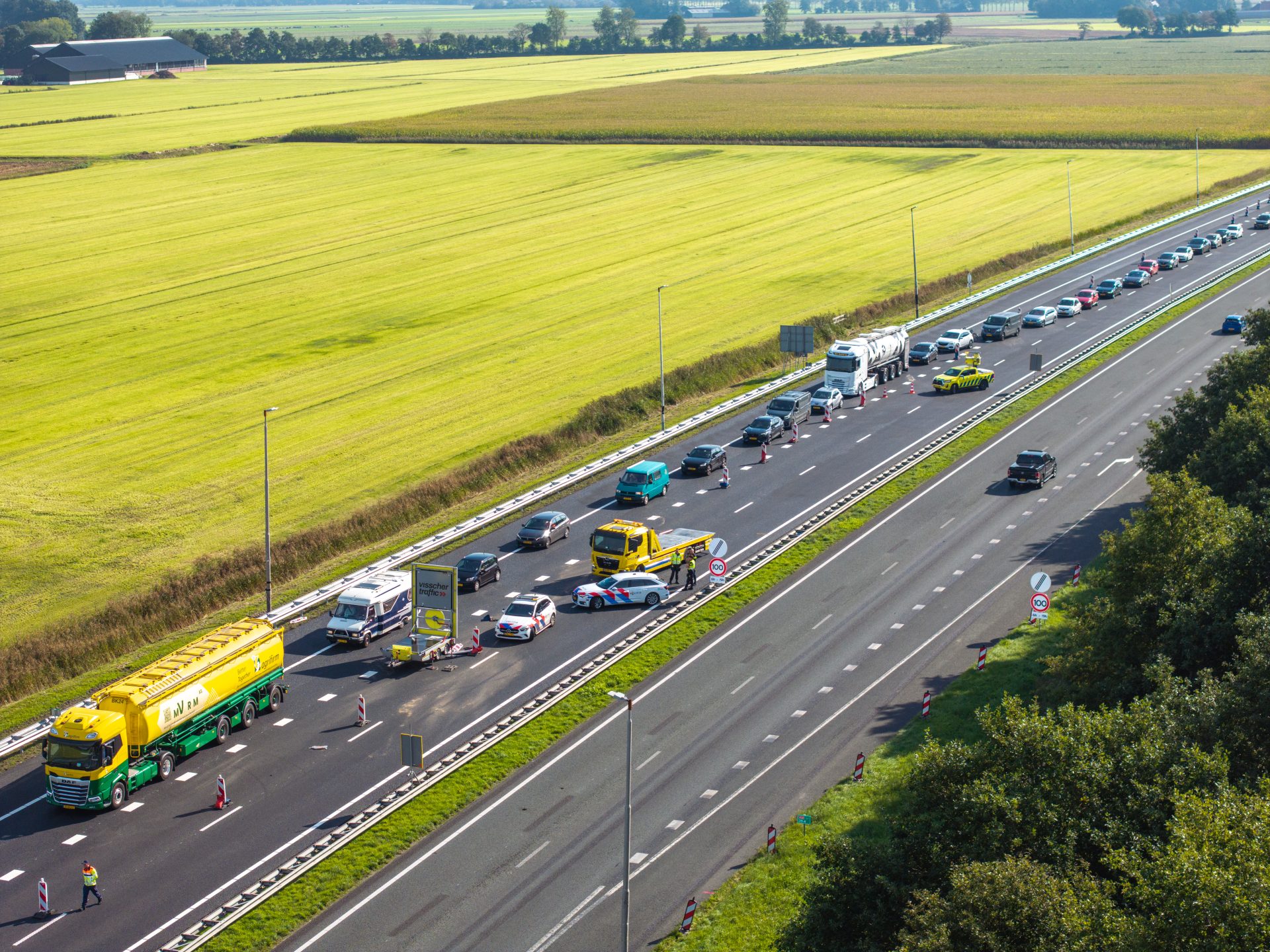 Vertraging door ongeval bij wegwerkzaamheden A32 Oldeholtwolde